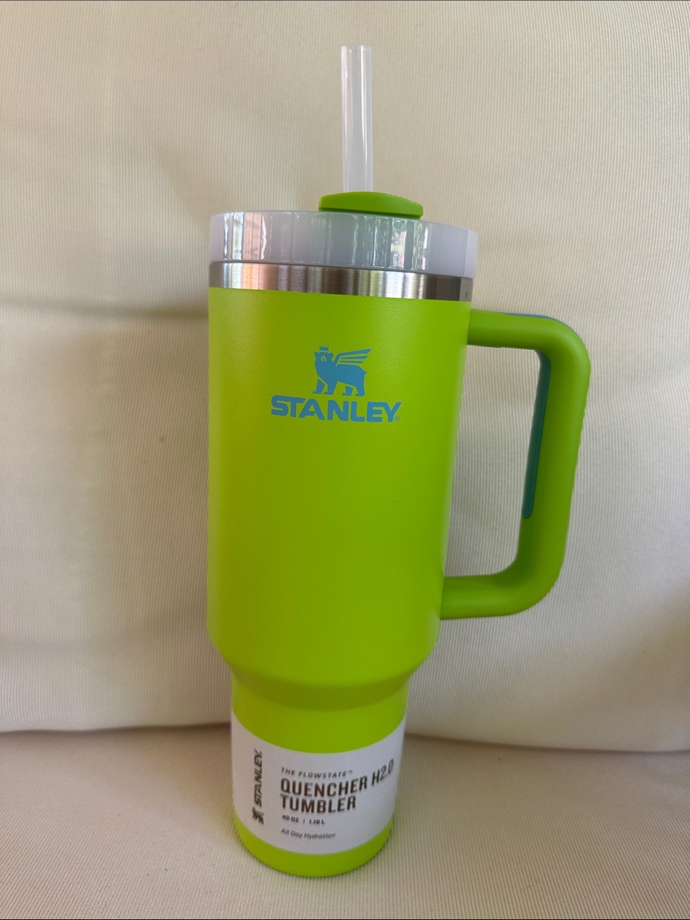Stanley The Flowstate 40 oz Lime Green Insulated Tumbler with Handle and Straw
